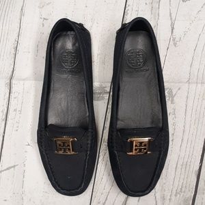 Tory Burch Navy Tumbled Leather Kendrick Loafers